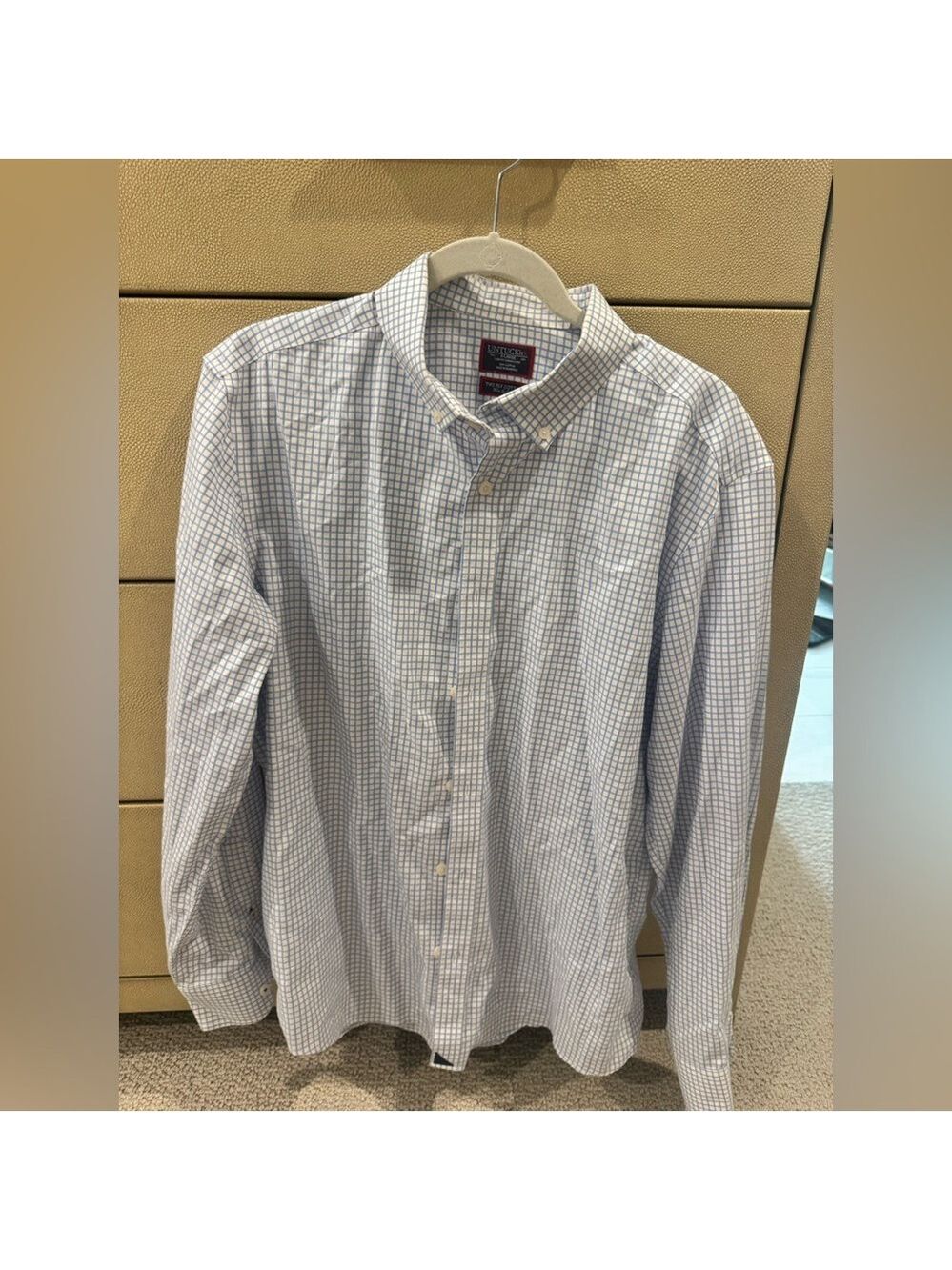 UNTUCKit White and Blue Plaid Button Down Shirt